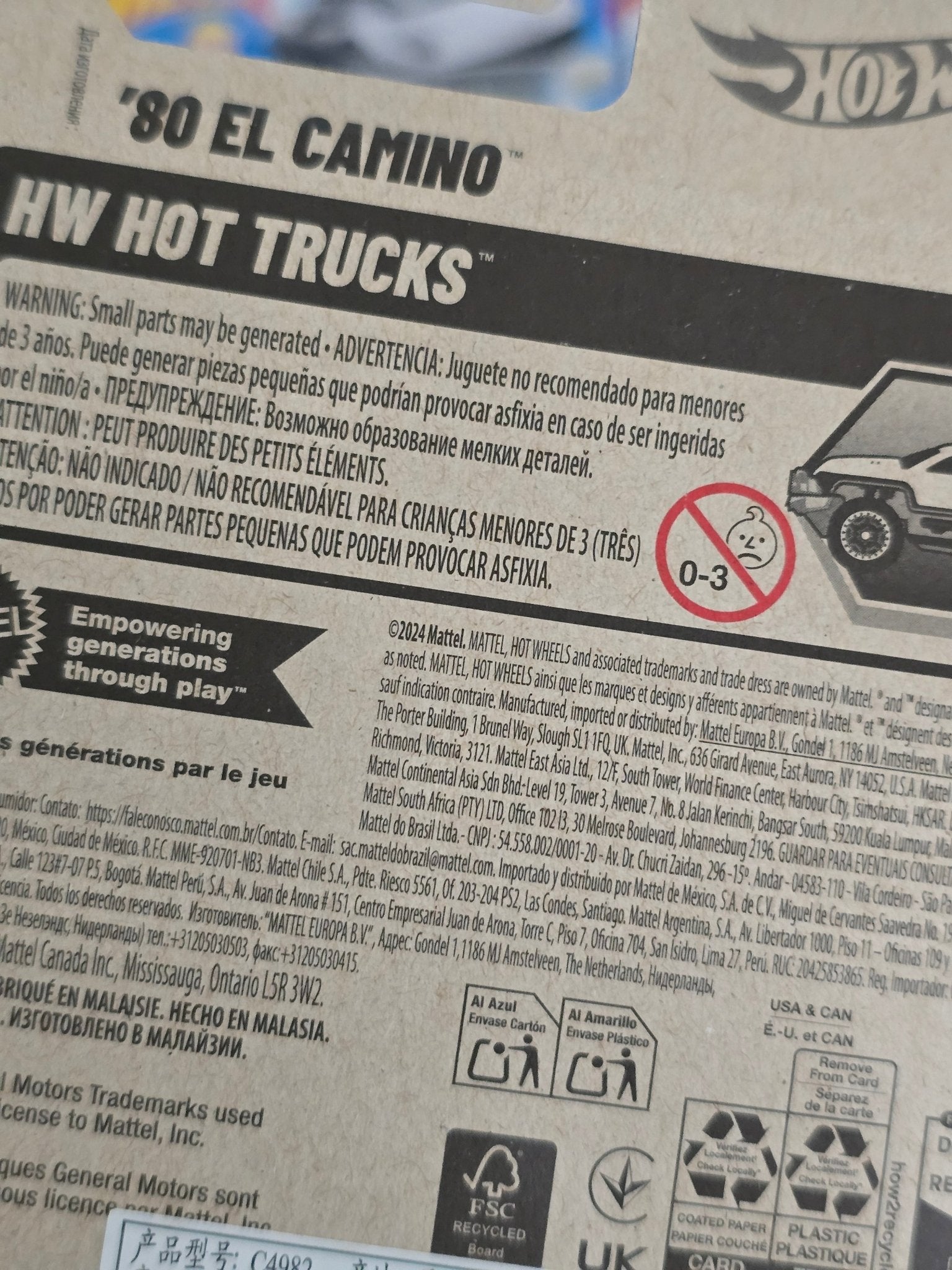 Hot Wheels 1980 Chevy El Camino - Red (Imported) - Kinder Logs