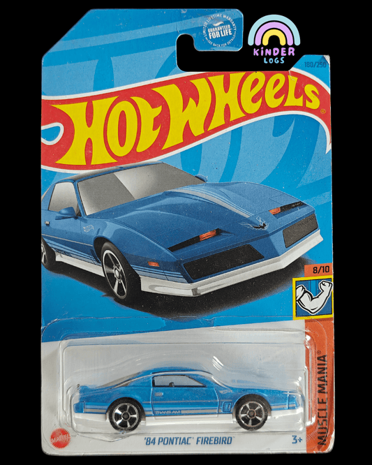 Hot Wheels 1984 Pontiac Firebird - Blue (Imported) - Kinder Logs