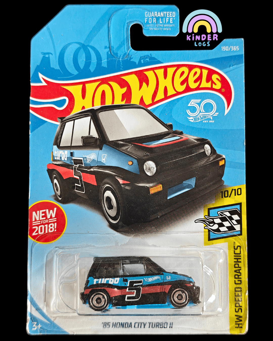 Hot Wheels 1985 Honda City Turbo II - Black (Imported) - Kinder Logs