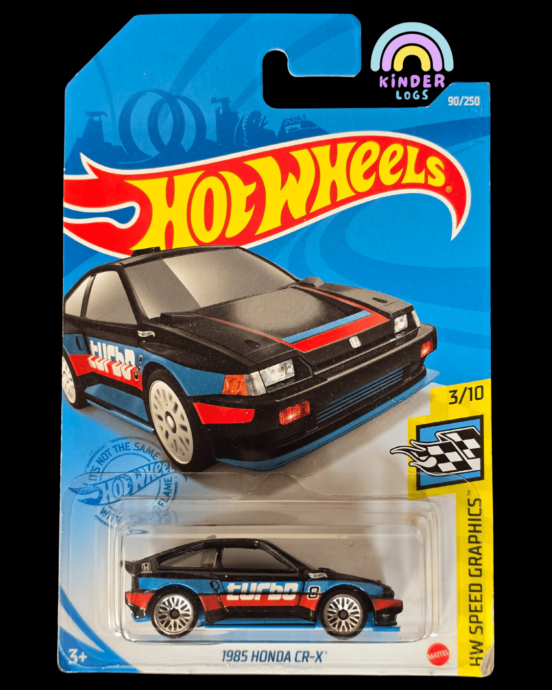 Hot Wheels 1985 Honda CR - X Turbo - Black (Imported) - Kinder Logs