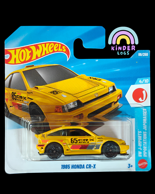Hot Wheels 1985 Honda CR - X - Yellow - Short Card (Imported) - Kinder Logs