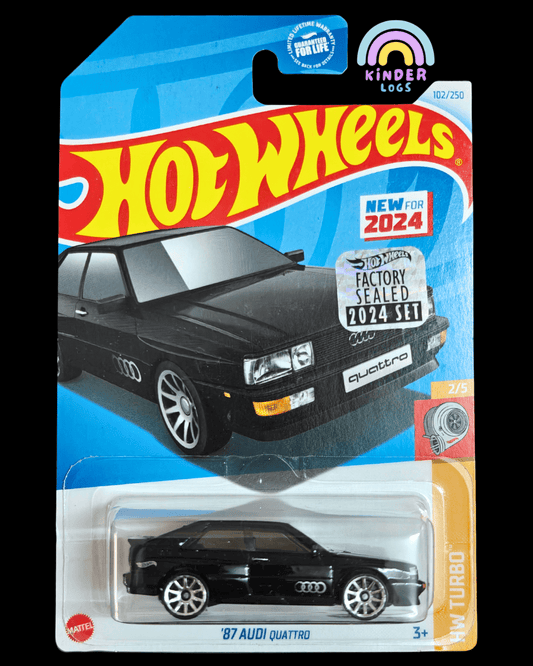 Hot Wheels 1987 Audi Quattro - Black (Imported - Factory Sealed) - Kinder Logs