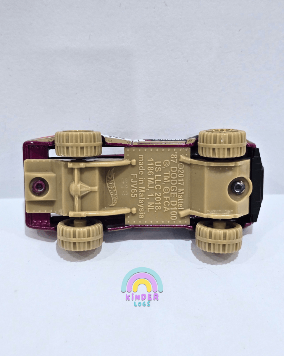 Hot Wheels 1987 Dodge D100 - Pink (Uncarded) - Kinder Logs