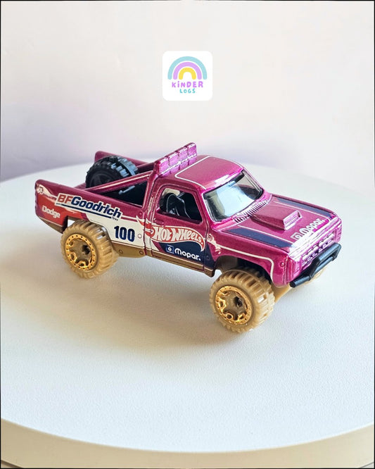 Hot Wheels 1987 Dodge D100 - Pink (Uncarded) - Kinder Logs