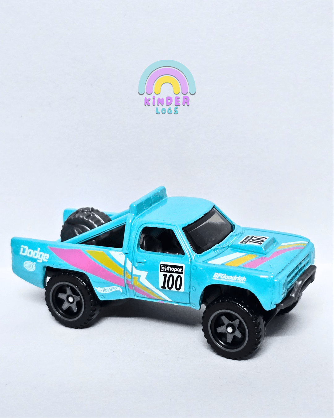 Hot Wheels 1987 Dodge D100 - Turquoise (Uncarded - New) - Kinder Logs