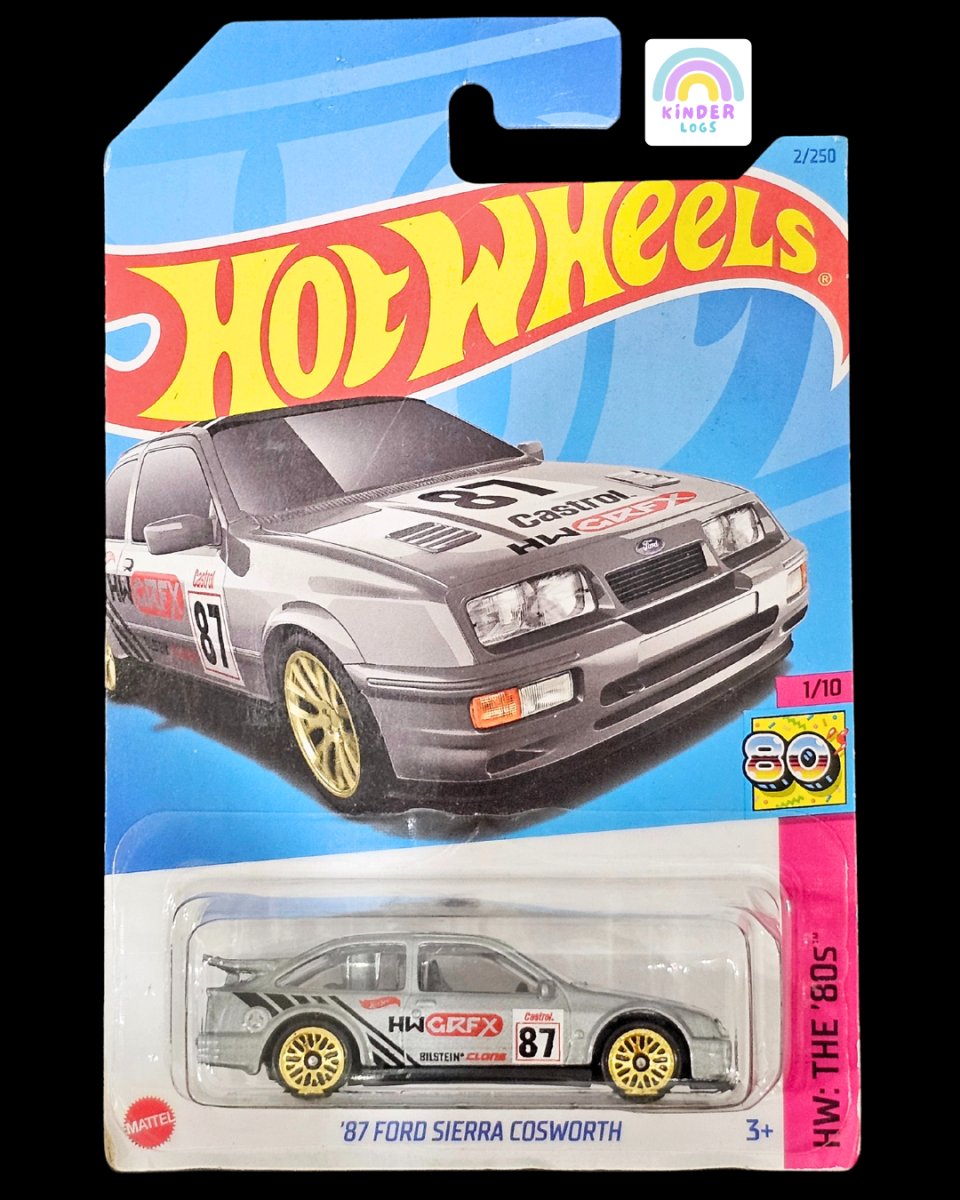 Hot Wheels 1987 Ford Sierra Cosworth (Silver) - Kinder Logs