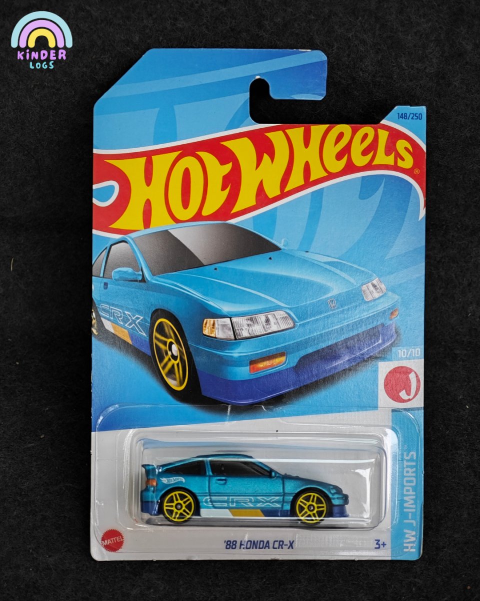 Hot Wheels 1988 Honda CR - X (Blue with Gold Wheels) - Kinder Logs