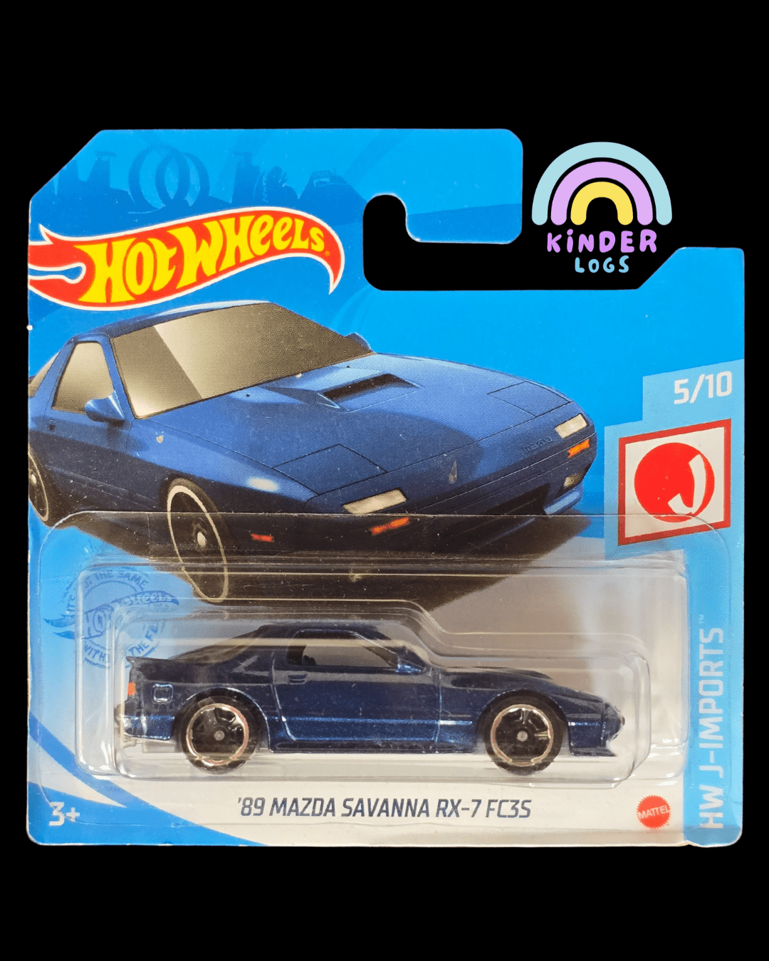 Hot Wheels 1989 Mazda Savanna RX - 7 FC3S - Blue (Imported Short Card) - Kinder Logs