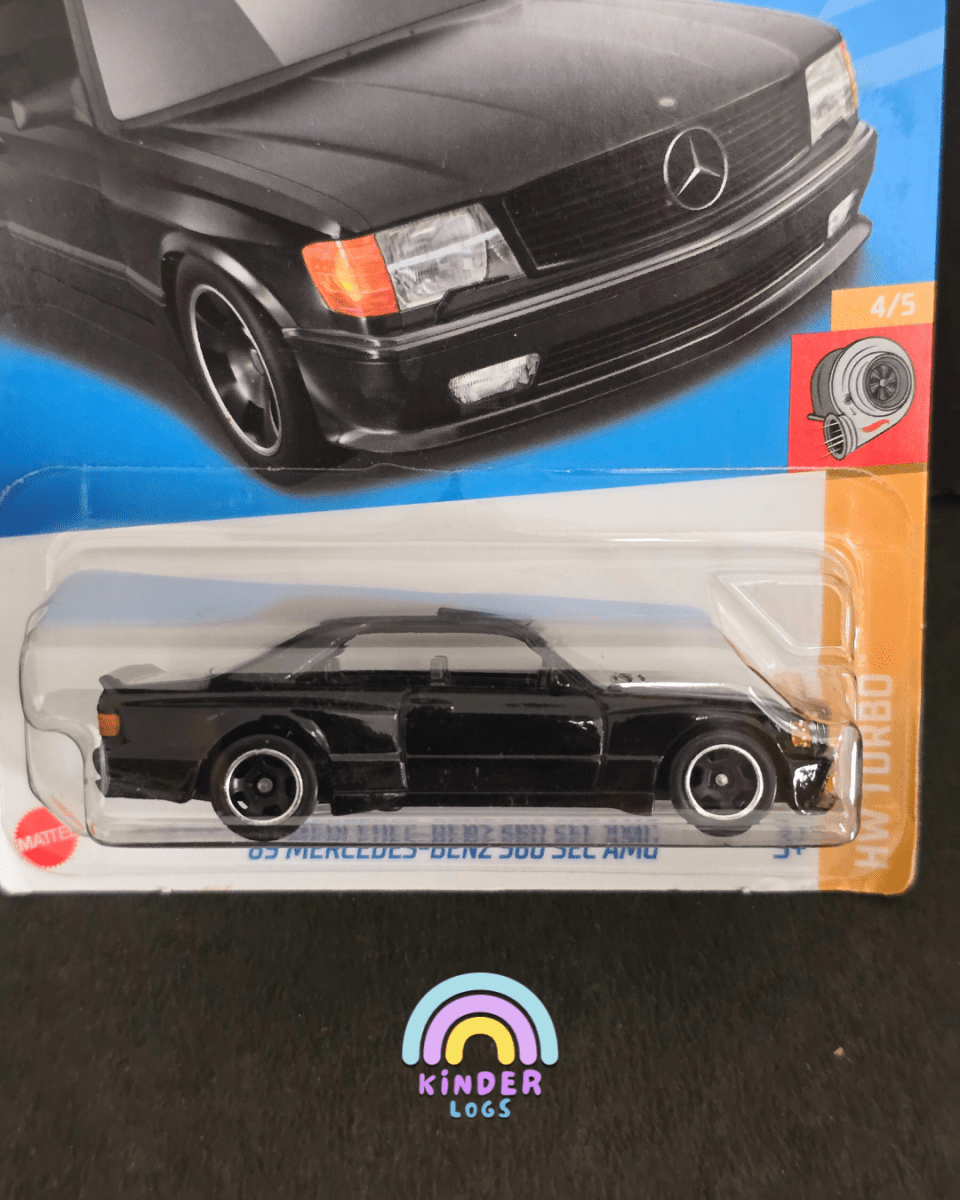 Hot Wheels 1989 Mercedes - Benz 560 SEC AMG - Black (Imported) - Kinder Logs