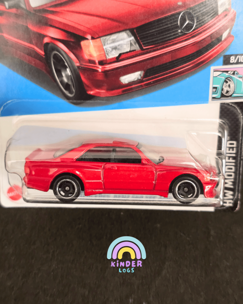 Hot Wheels 1989 Mercedes - Benz 560 SEC AMG - Red (Imported) - Kinder Logs