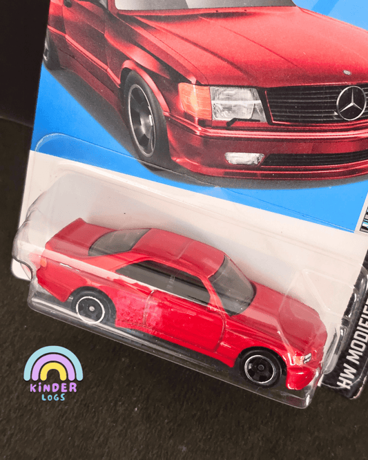 Hot Wheels 1989 Mercedes - Benz 560 SEC AMG - Red (Imported) - Kinder Logs