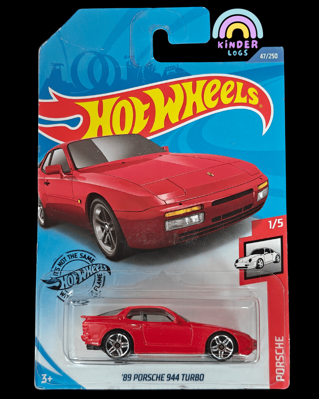 Hot Wheels 1989 Porsche 944 Turbo - Red (Imported) - Kinder Logs