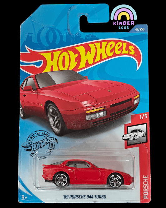 Hot Wheels 1989 Porsche 944 Turbo - Red (Imported) - Kinder Logs