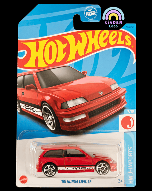 Hot Wheels 1990 Honda Civic EF - Red (Imported) - Kinder Logs