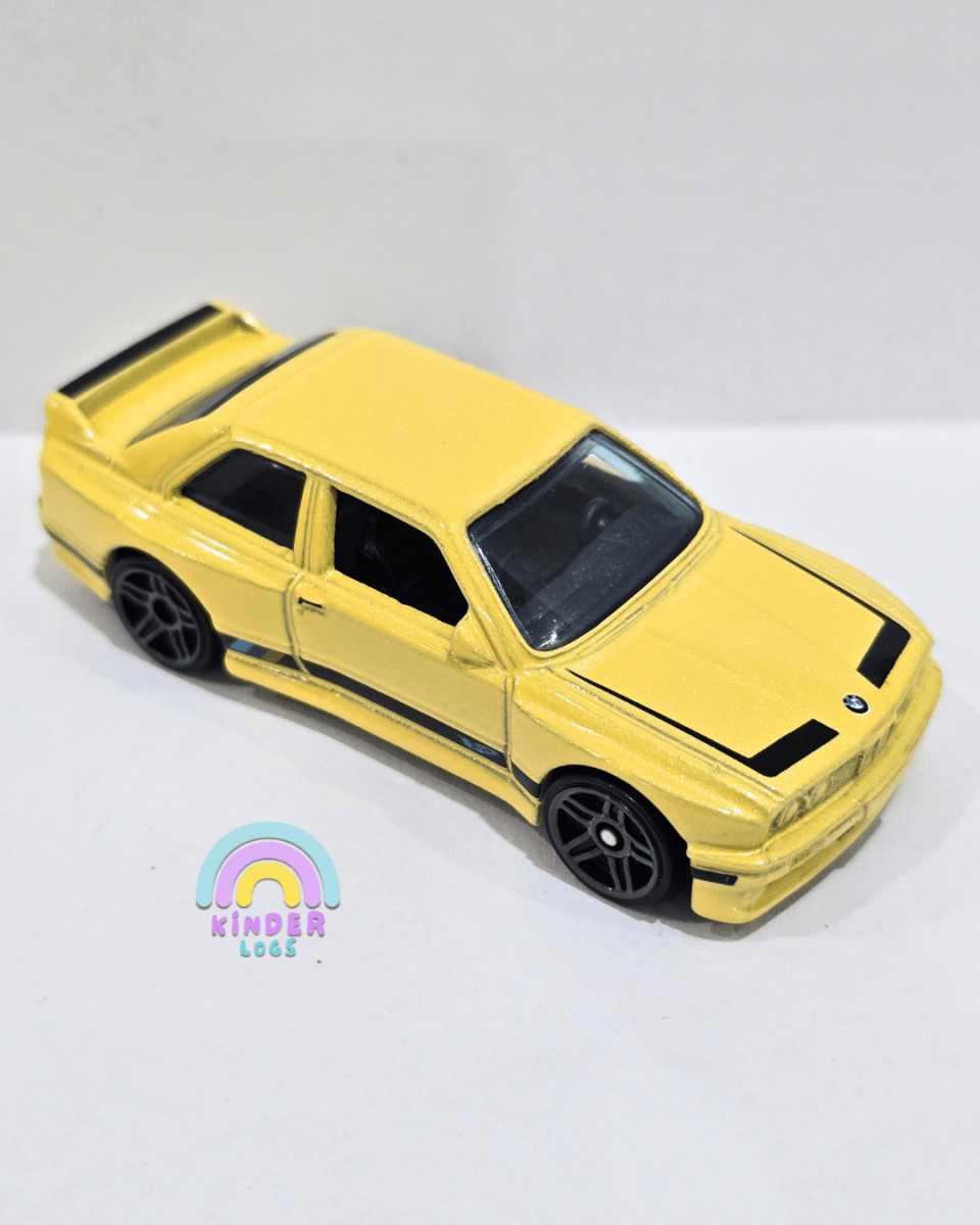 Hot Wheels 1992 BMW M3 - Yellow (Uncarded) - Kinder Logs