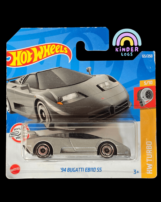 Hot Wheels 1994 Bugatti EB110 SS - Grey (Imported Short Card) - Kinder Logs