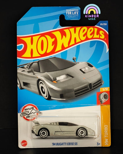 Hot Wheels 1994 Bugatti EB110 SS (Light Grey) - Kinder Logs