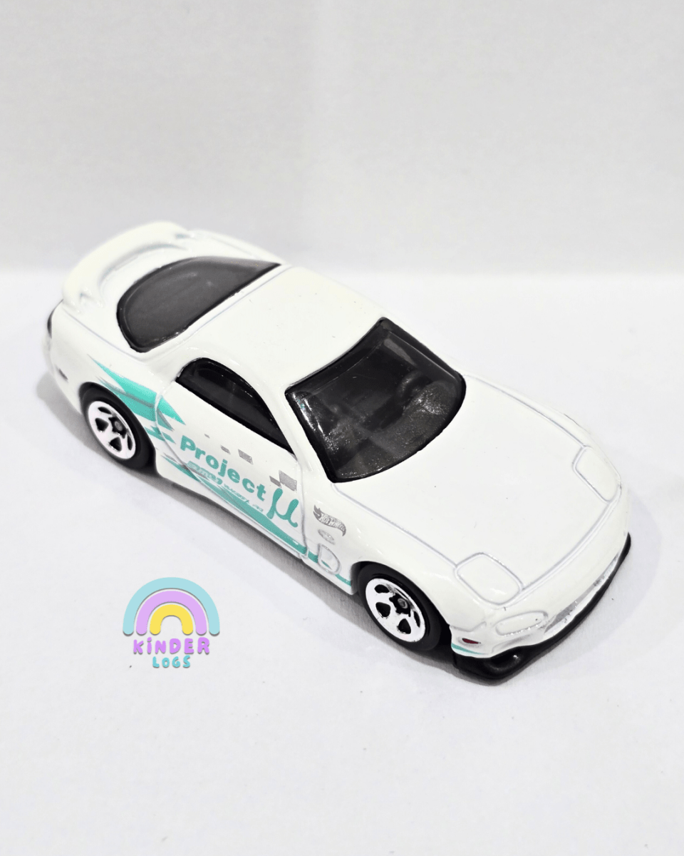 Hot Wheels 1995 Mazda RX - 7 - White (Uncarded) - Kinder Logs