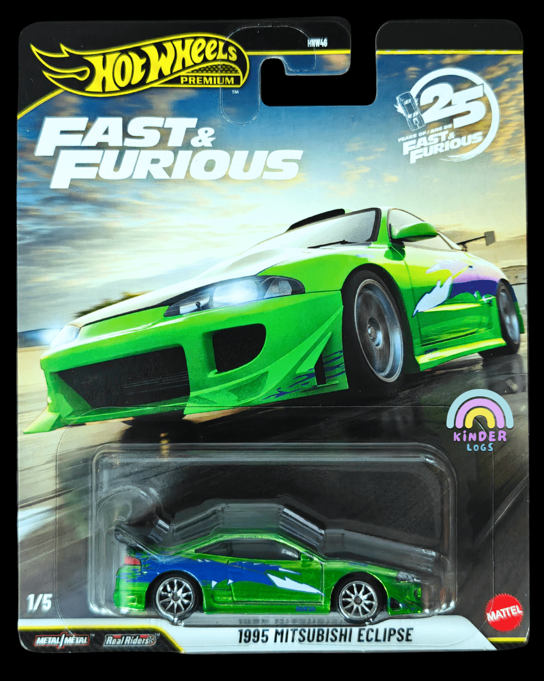 Hot Wheels 1995 Mitsubishi Eclipse Special Fast & Furious CHASE Car - Kinder Logs