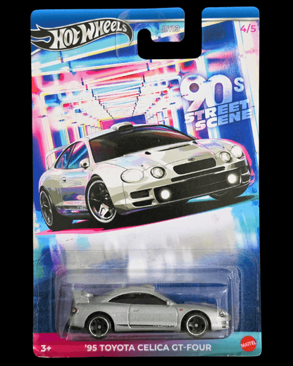 Hot Wheels 1995 Toyota Celica GT - FOUR - Silver - Cracked Blister (Imported) - Kinder Logs