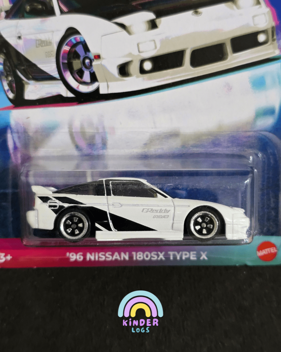 Hot Wheels 1996 Nissan 180SX Type X - White (Imported) - Kinder Logs