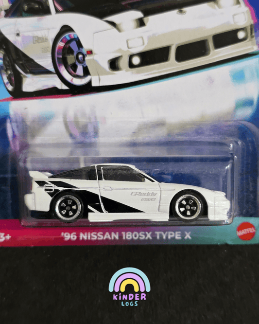 Hot Wheels 1996 Nissan 180SX Type X - White (Imported) - Kinder Logs