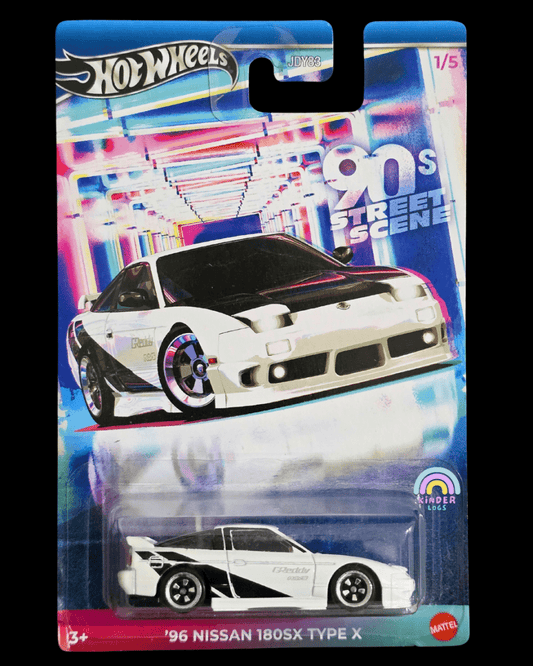 Hot Wheels 1996 Nissan 180SX Type X - White (Imported) - Kinder Logs
