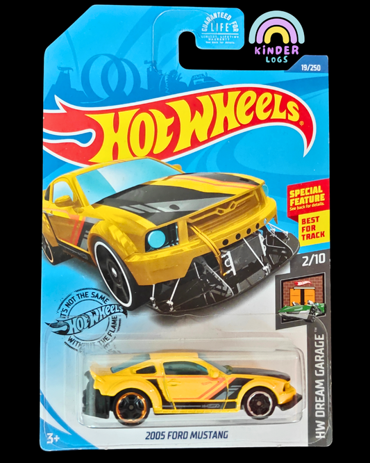 Hot Wheels 2005 Ford Mustang - Yellow (Imported) - Kinder Logs