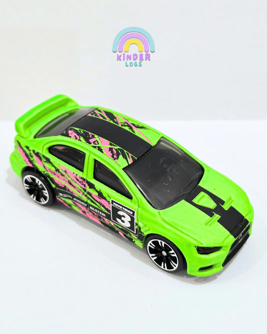 Hot Wheels 2008 Mitsubishi Lancer Evolution Neon Speeders - Green (Uncarded) - Kinder Logs