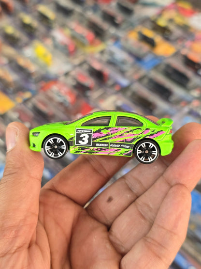 Hot Wheels 2008 Mitsubishi Lancer Evolution Neon Speeders - Green (Uncarded) - Kinder Logs