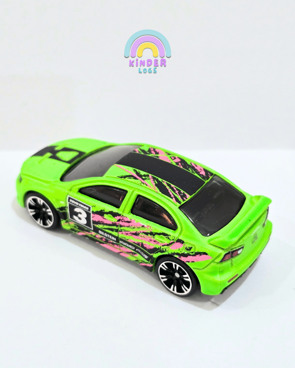 Hot Wheels 2008 Mitsubishi Lancer Evolution Neon Speeders - Green (Uncarded) - Kinder Logs