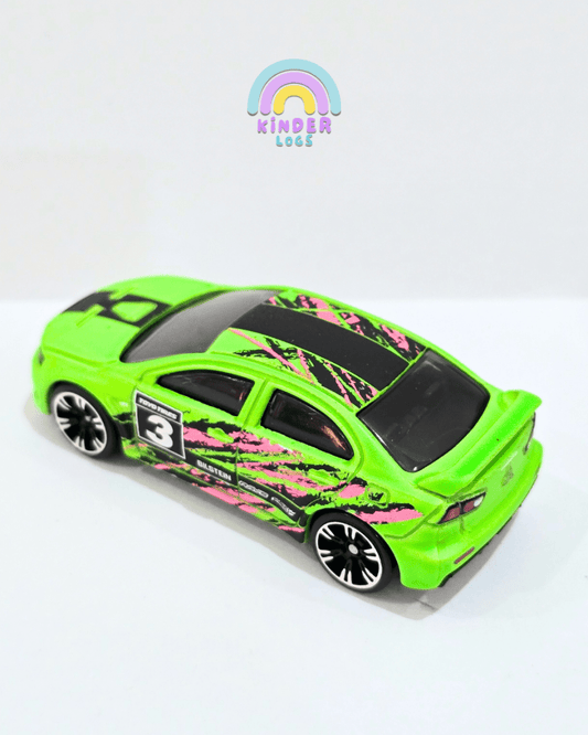 Hot Wheels 2008 Mitsubishi Lancer Evolution Neon Speeders - Green (Uncarded) - Kinder Logs