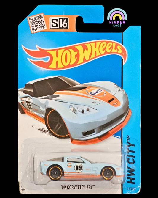 Hot Wheels 2009 Chevrolet Corvette ZR1 Gulf Edition - Kinder Logs