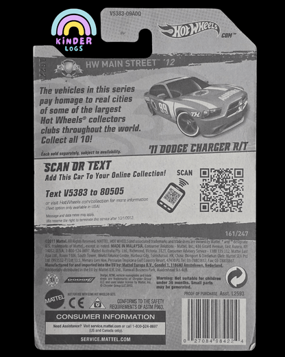 Hot Wheels 2011 Dodge Charger R/T Super Treasure Hunt (STH) - Imported - Kinder Logs