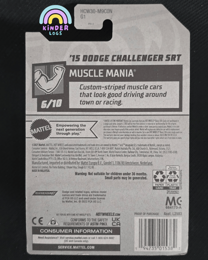 Hot Wheels 2015 Dodge Challenger SRT - Blue (Imported) - Kinder Logs
