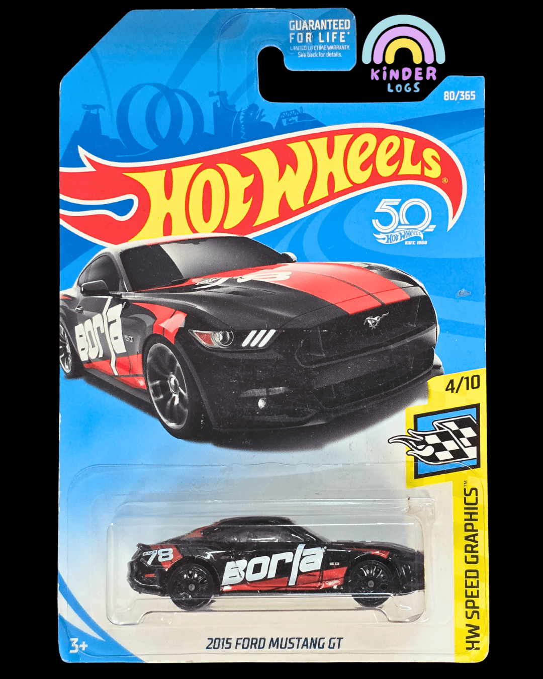 Hot Wheels 2015 Ford Mustang GT Borla - Black (2017 Imported) - Kinder Logs