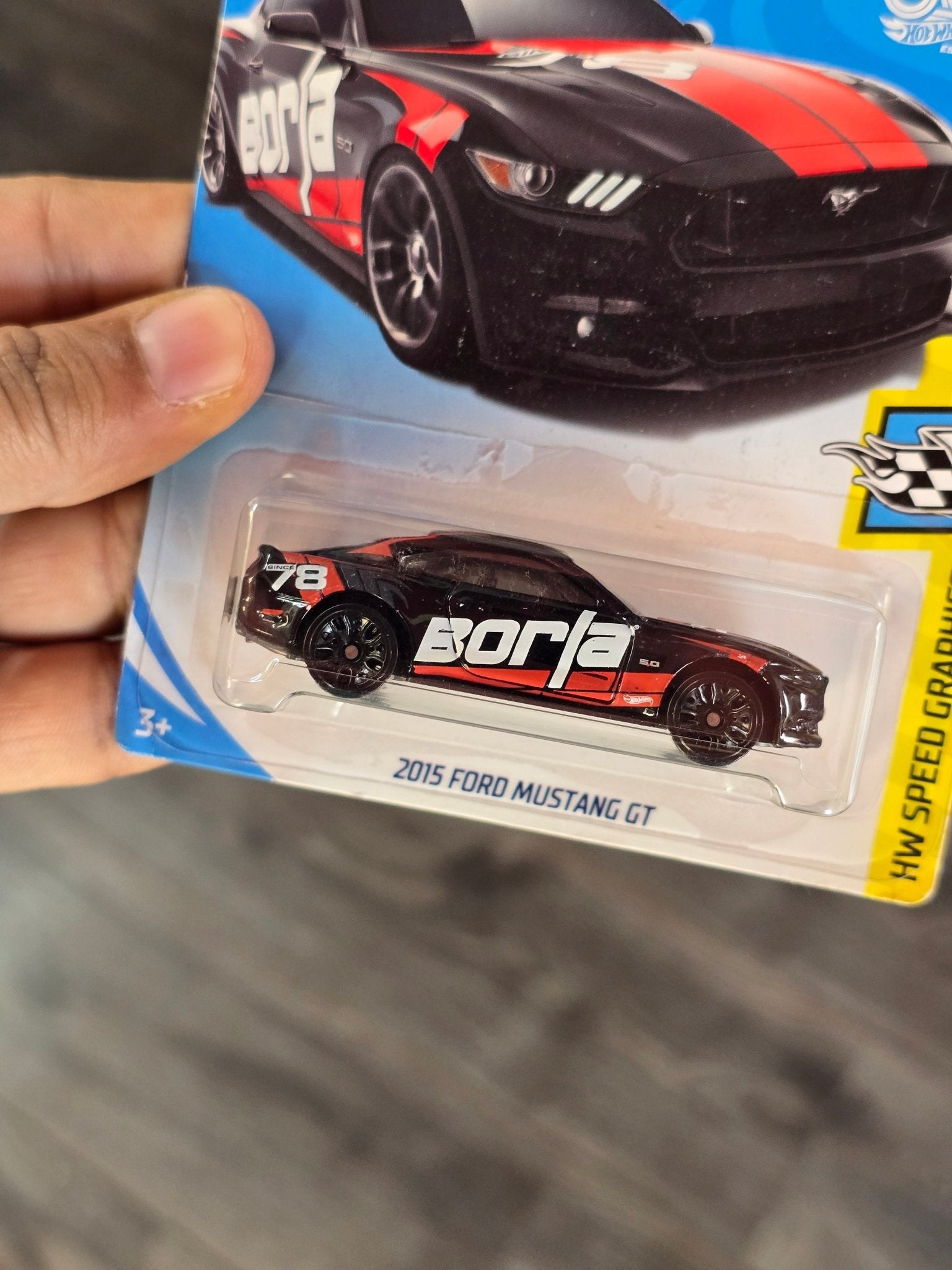 Hot Wheels 2015 Ford Mustang GT Borla - Black (2017 Imported) - Kinder Logs