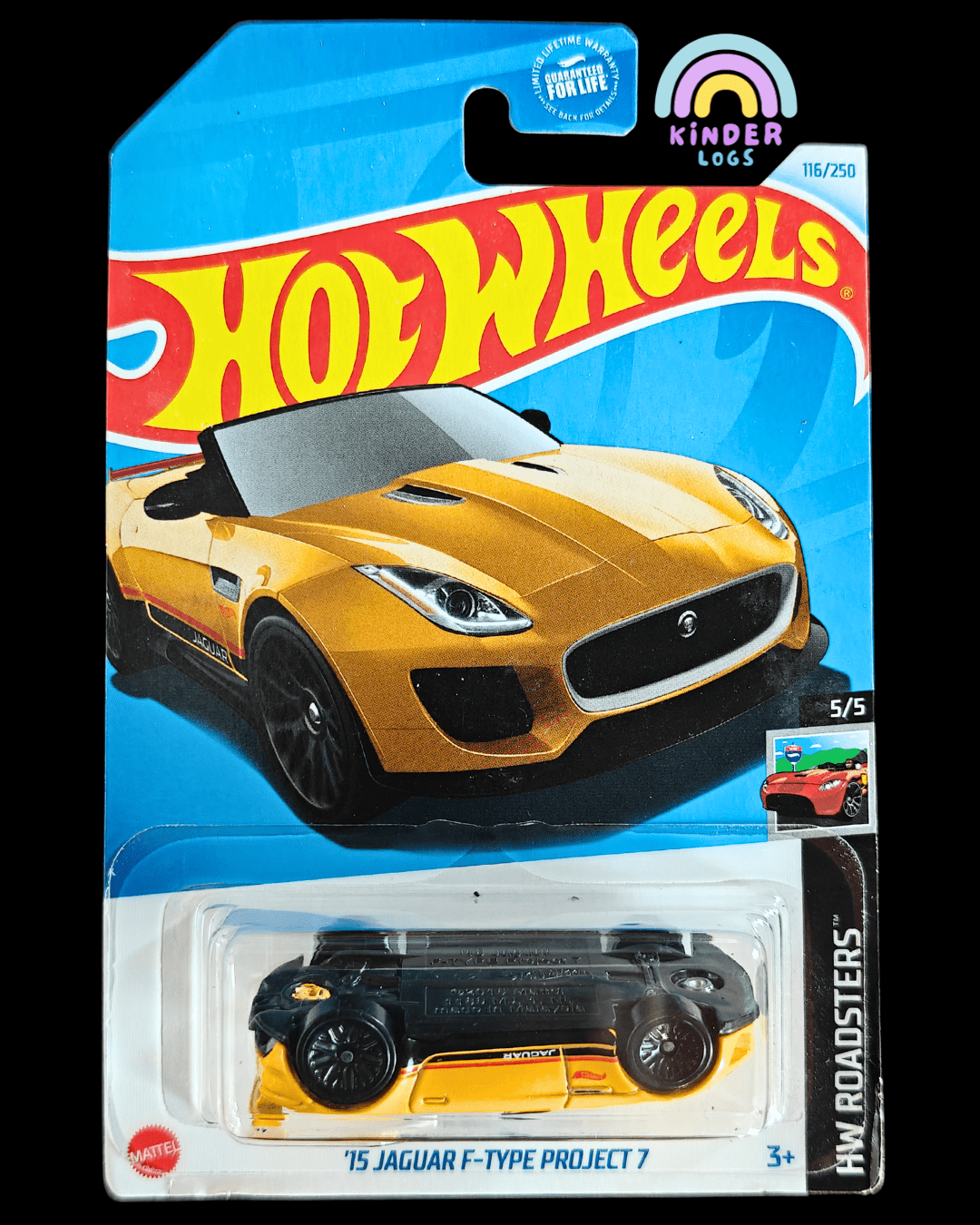 Hot Wheels 2015 Jaguar F - Type Project 7 - ERROR Card (Imported) - Kinder Logs