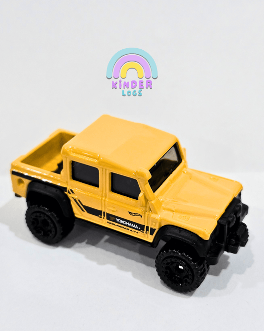 Hot Wheels 2015 Land Rover Defender Double Cab - Yellow (Uncarded - New) - Kinder Logs