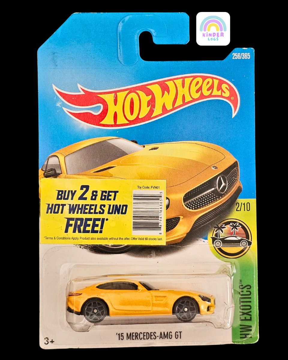 Hot Wheels 2015 Mercedes AMG GT - Gold Color - Kinder Logs