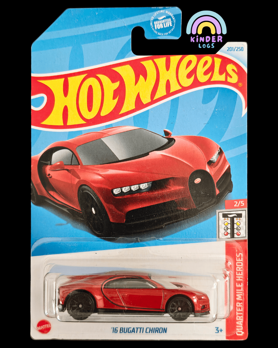 Hot Wheels 2016 Bugatti Chiron - Red (Imported) - Kinder Logs