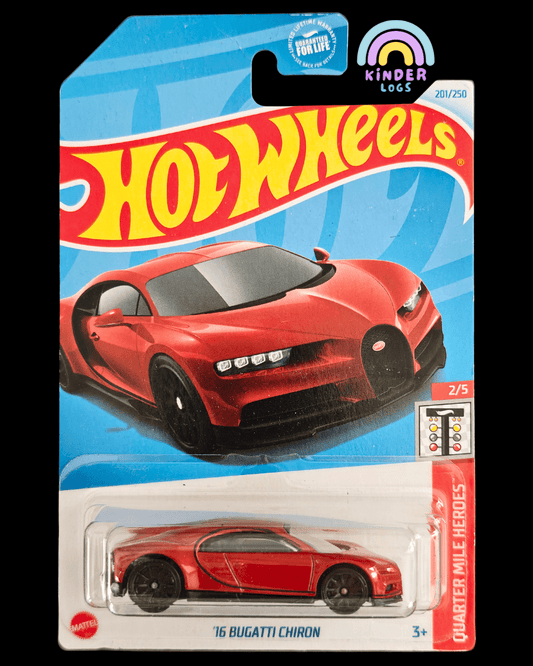 Hot Wheels 2016 Bugatti Chiron - Red (Imported) - Kinder Logs