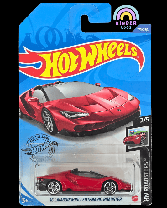 Hot Wheels 2016 Lamborghini Centenario Roadster - Red (2018 Imported Card) - Kinder Logs