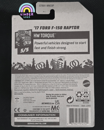 Hot Wheels 2017 Ford F - 150 Raptor - Maroon (Imported) - Kinder Logs