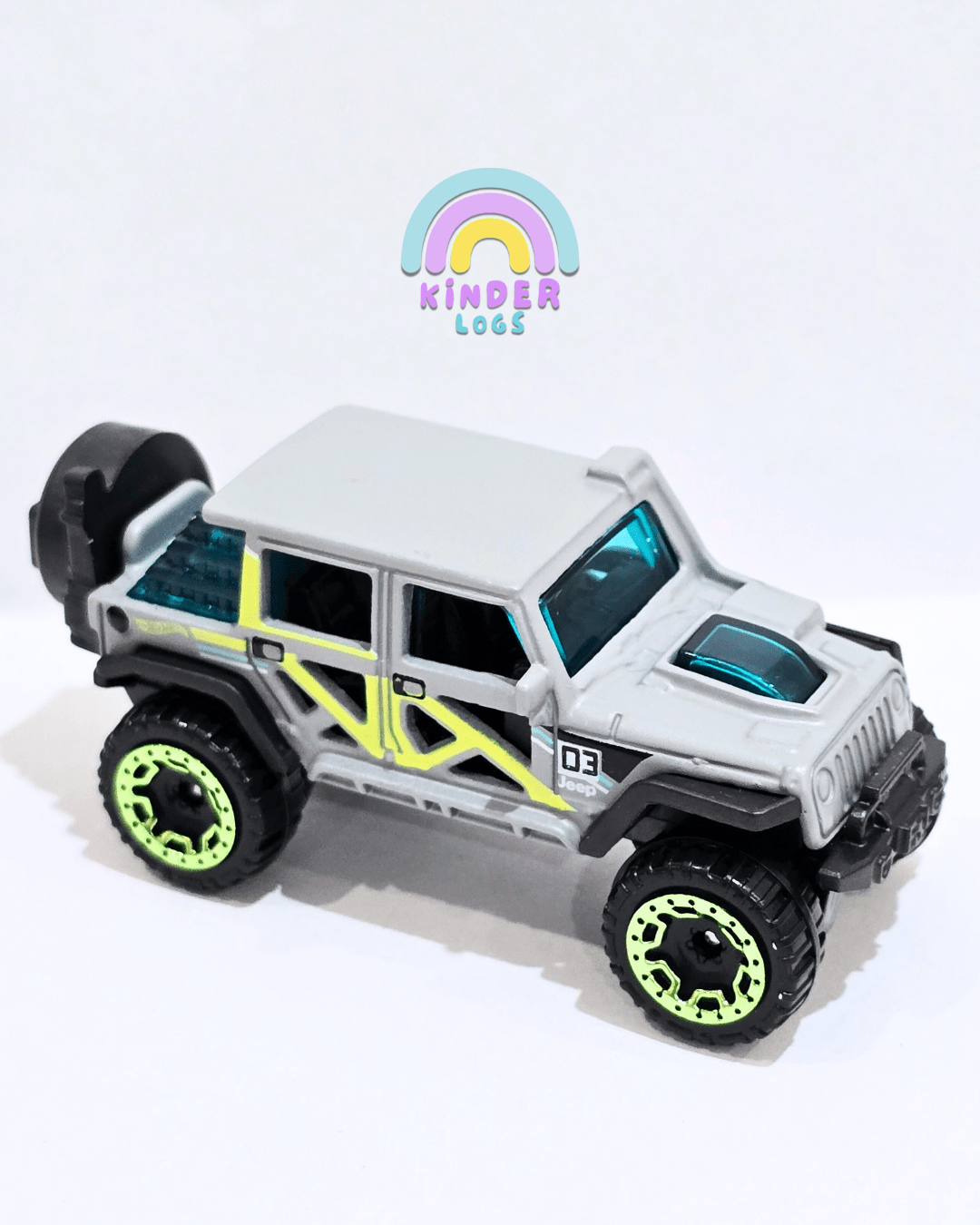 Hot Wheels 2017 Jeep Wrangler - Grey (Uncarded - New) - Kinder Logs
