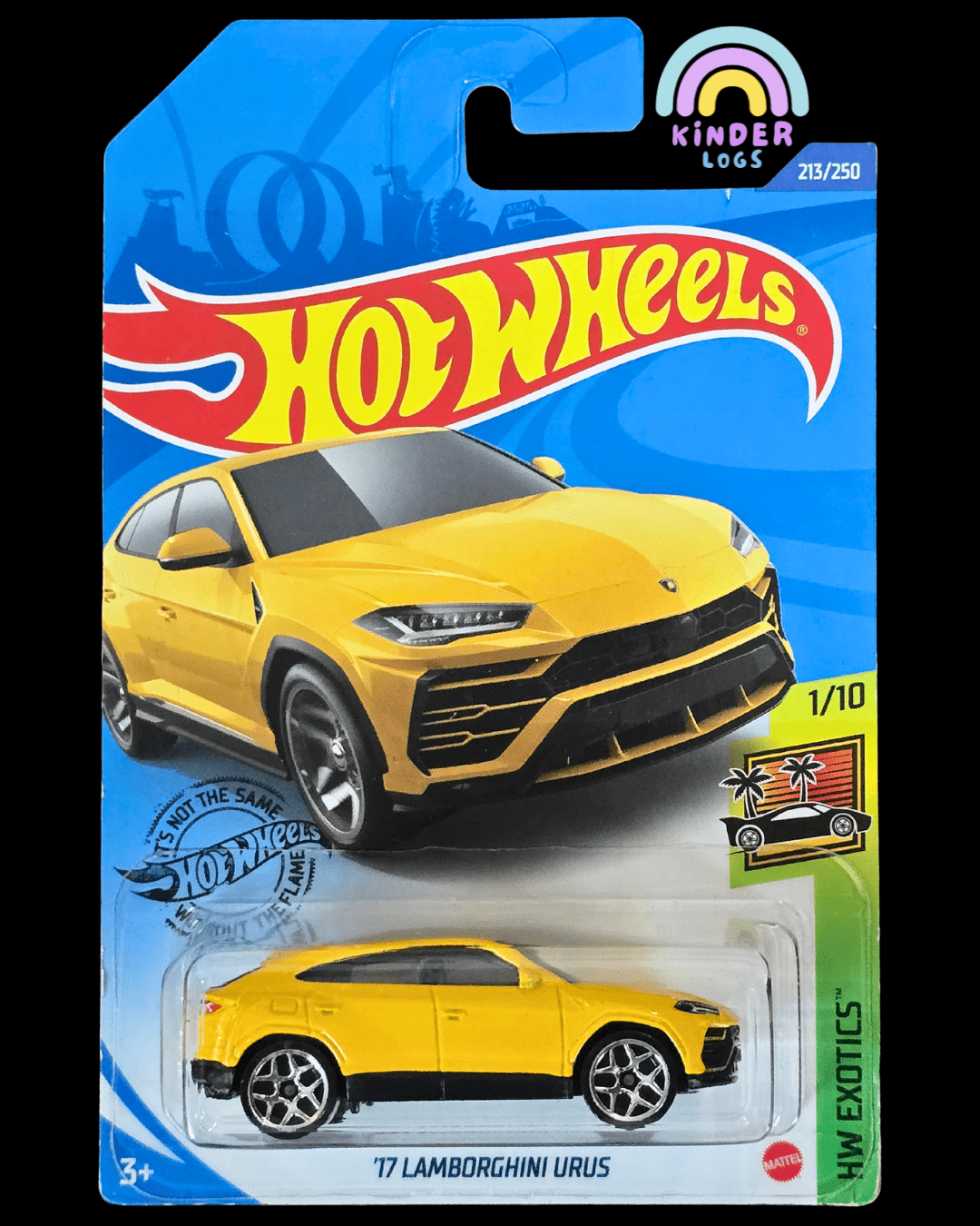 Hot Wheels 2017 Lamborghini Urus - Yellow (2018 Imported Card) - Kinder Logs