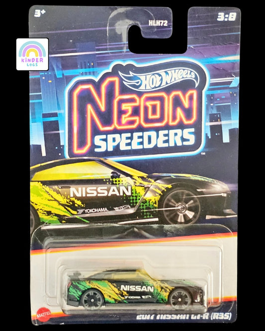 Hot Wheels 2017 Nissan GT - R (R35) - Neon Speeders (Broken Blister) - Kinder Logs