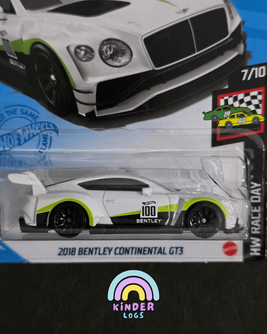 Hot Wheels 2018 Bentley Continental GT3 - White (Imported) - Kinder Logs