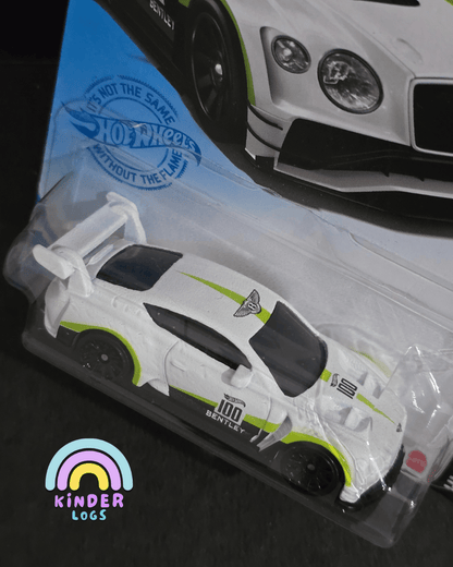 Hot Wheels 2018 Bentley Continental GT3 - White (Imported) - Kinder Logs