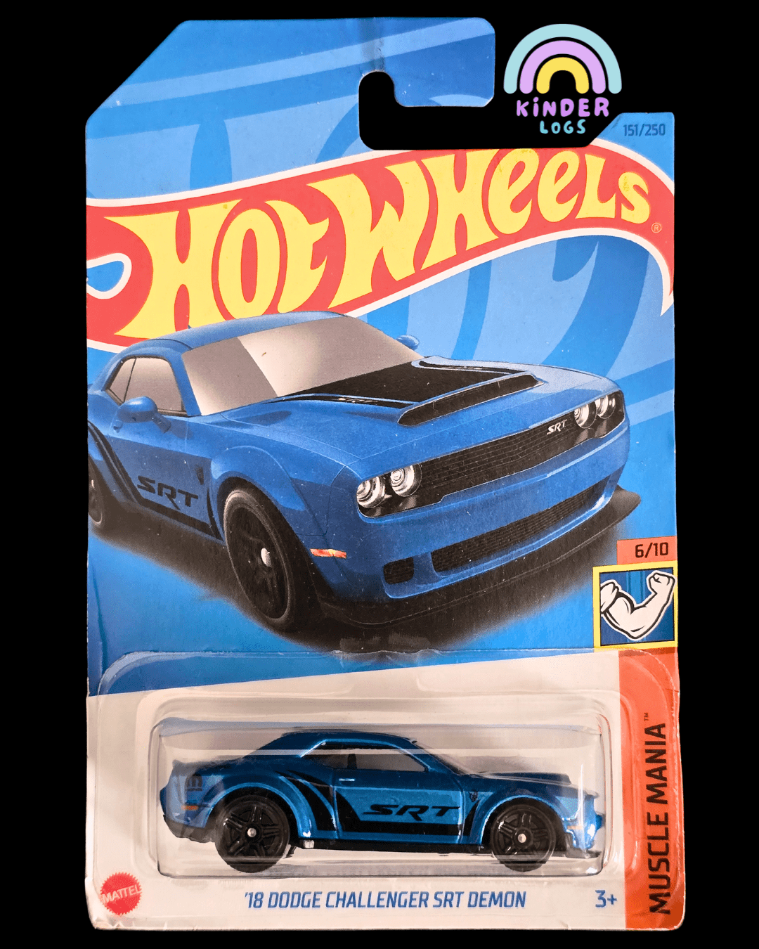 Hot Wheels 2018 Dodge Challenger SRT Demon - Blue (Imported) - Kinder Logs